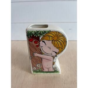 Vintage Kim Casali 1970 Love Is Cartoon Vase Retro Teleflora Double Sided Tree